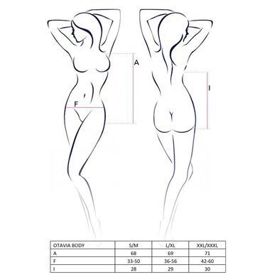 Боді монокіні з глибоким декольте Passion OTAVIA BODY XXL/XXXL, black EL15703 фото