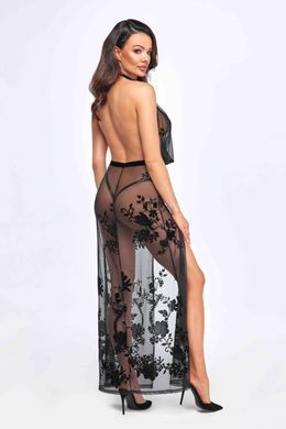 Сукня Noir Handmade F312 Divinity, S, black, прозора, до підлоги, відкрита спина, розріз збоку SX0309 фото