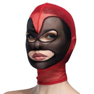 Маска серце сітка з відкритим ротом та очима Feral Feelings - Hearts Mask Red/Black SO9325 фото