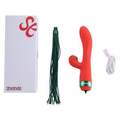 Вібратор-кролик з флогером LOCKINK SEVANDA Whip Vibrating Massage Wand - Red & Green SX0903 фото