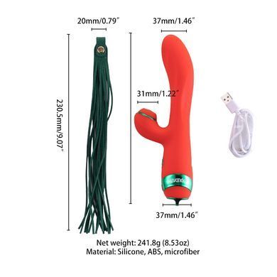 Вібратор-кролик з флогером LOCKINK SEVANDA Whip Vibrating Massage Wand - Red & Green SX0903 фото
