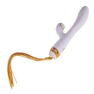 Вібратор-кролик з флогером LOCKINK SEVANDA Whip Vibrating Massage Wand - White & Golden SX0904 фото