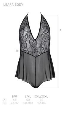 Боді Passion LEAFA BODY black S/M, на зав'язках, м'яка чашка, низ у вигляді шортиків SX0501 фото