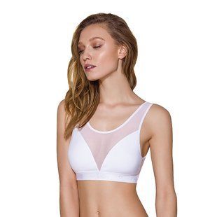Топ з прозорою вставкою Passion PS002 TOP L, white SO4203 фото