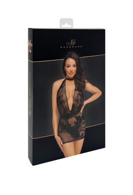 Сукня Noir Handmade F313 Mythos, L, black, прозора, міні, відкрита спина, декор зі стразів SX0317 фото
