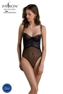 Боді Passion KERRIA BODY black, S/M, з високими вирізами та верхом балконет SX0486 фото