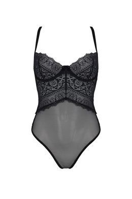 Боді Passion KERRIA BODY black, S/M, з високими вирізами та верхом балконет SX0486 фото