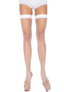 Панчохи-сітка Leg Avenue Fishnet Thigh Highs One size, White, дрібна сітка SO7974 фото