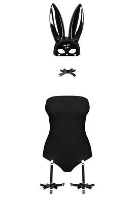 (SALE) Еротичний костюм кролика Obsessive Bunny costume S/M, black, боді, чокер, гартери, панчохи, маска SO7701 фото