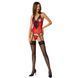 Корсет з пажами для панчіх Passion PEONIA CORSET S/M red, стрінги SO8464 фото 3