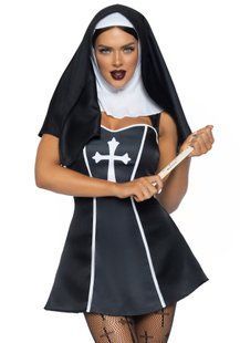 (SALE) Костюм черниці Leg Avenue Naughty Nun XS, сукня, головний убір SO8549 фото