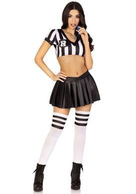 Костюм рефері Leg Avenue Time Out Referee XS, кроп-топ спідниця, свисток SO9190 фото