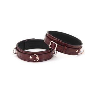 Фіксатори для стегон Liebe Seele Wine Red Thigh Cuffs S Size, натуральна шкіра SO9454 фото