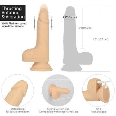 Фалоімітатор-пульсатор Naked Addiction 6.5&Prime; Thrusting Dong With Remote, рухи вперед-назад, пульт ДК SO7756 фото