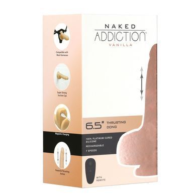Фалоімітатор-пульсатор Naked Addiction 6.5&Prime; Thrusting Dong With Remote, рухи вперед-назад, пульт ДК SO7756 фото