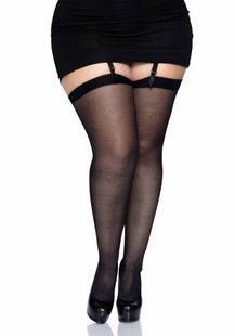 Сексуальні панчохи під підв&rsquo;язки Leg Avenue Sheer Stockings Black, plus size SO7914 фото