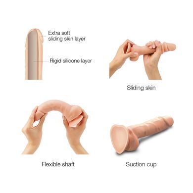 Реалістичний фалоімітатор Strap-On-Me Sliding Skin Realistic Dildo Vanille XL, ефект рухливої шкіри SO6262 фото