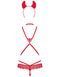 (SALE) Еротичний костюм чортика зі стреп Obsessive Evilia teddy red L/XL, боді, чокер, накладки на соски, о SO7707 фото 6