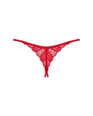 Трусики з доступом Obsessive Ingridia crotchless thong XS/S, червоні SO9043 фото