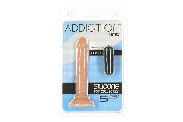 Фалоімітатор ADDICTION Tino 5.25&Prime; Silicone Dildo, присоска, діаметр 1,9 см, віброкуля в подарунок SO7754 фото