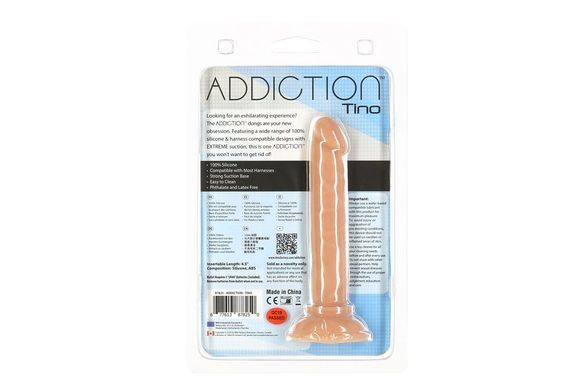 Фалоімітатор ADDICTION Tino 5.25&Prime; Silicone Dildo, присоска, діаметр 1,9 см, віброкуля в подарунок SO7754 фото
