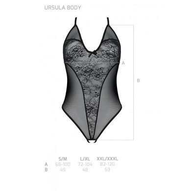 Боді з ажурним декором та відкритим кроком Passion URSULA BODY S/M, black SO5830 фото