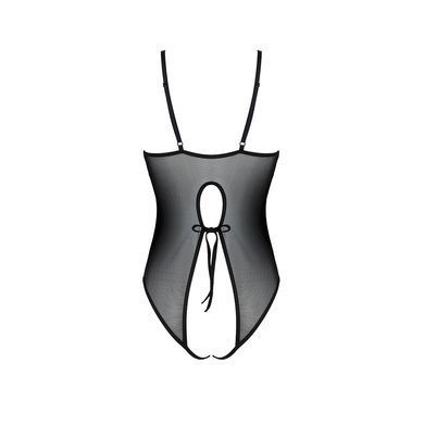 Боді з ажурним декором та відкритим кроком Passion URSULA BODY S/M, black SO5830 фото
