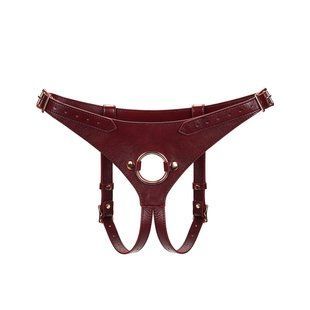 Шкіряні трусики для страпона Liebe Seele Wine Red Strap on Harness, універсальний розмір SO9464 фото