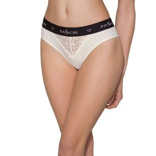 Трусики з широкою резинкою і мереживом Passion PS001 PANTIES XL, ecru SO4166 фото