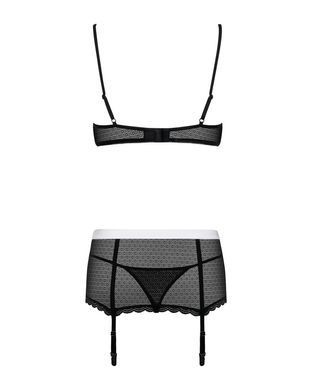 Еротичний костюм покоївки Obsessive Maidme set 5pcs S/M, бюстгальтер, пояс з фартухом, панчохи, стрі SO7290 фото
