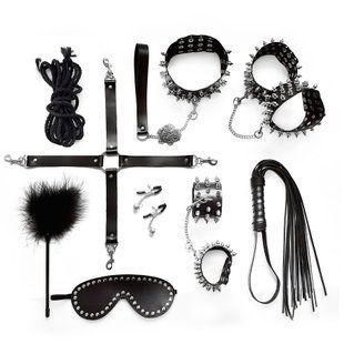 BDSM-набір Art of Sex &ndash; Spikes BDSM Set Leather, 10 предметів, чорний, натуральна шкіра SO7140 фото