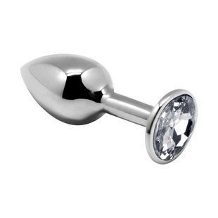 Металева анальна пробка з кристалом Alive Mini Metal Butt Plug White L SO6005 фото