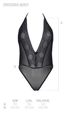 Боді Passion DROSERA BODY black, XXL/XXXL, високі вирізи, верх на зав&rsquo;язках SX0472 фото