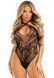Тедді Leg Avenue Thong teddy with strappy back, One Size, чорне, еластичне мереживо, низ &mdash; стрінги SX1081 фото 1