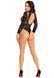 Боді Leg Avenue High neck lace bodysuit, One Size, чорне, довгий рукав, стрінги, квітковий малюнок SX1083 фото 5
