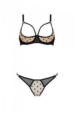 Еротичний комплект Passion MARINA SET WITH OPEN BRA, L/XL, beige, відкриті чашки SO9732 фото