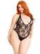 Тедді Leg Avenue Floral lace deep-V teddy, 1X/2X, чорне, мереживне, відкрита спина, високі трусики SX1084 фото 3