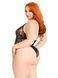 Тедді Leg Avenue Floral lace deep-V teddy, 1X/2X, чорне, мереживне, відкрита спина, високі трусики SX1084 фото 4