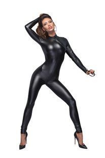 Комбінезон Noir Handmade F162 Powerwetlook overall with leash and two-way zipper, L, мокрий ефект SX0043 фото
