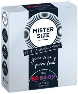 Набір презервативів Mister Size - pure feel - 60&ndash;64&ndash;69 (3 condoms), 3 розміри, товщина 0,05 мм SO8041 фото