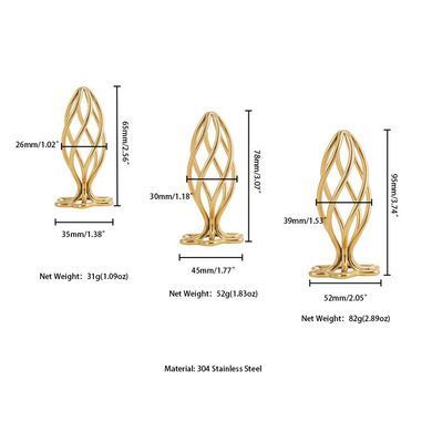 Анальна пробка LOCKINK SEVANDA Hollow Spiral Golden Metal Anal Plug - L size SX0884 фото