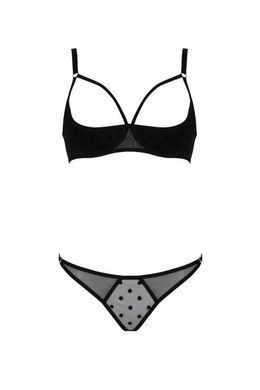 Еротичний комплект Passion MARINA SET WITH OPEN BRA, L/XL, black, відкриті чашки SO9735 фото
