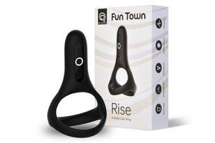 Подвійне ерекційне кільце Fun Town Rise Black, керування зі смартфона SO5747 фото