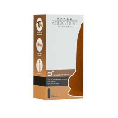 Фалоімітатор ADDICTION Dual Density Silicone Dildo Caramel 8&Prime;, присоска, діаметр 4,3 см, віброкуля в SO8243 фото
