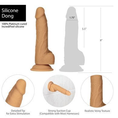 Фалоімітатор ADDICTION Dual Density Silicone Dildo Caramel 8&Prime;, присоска, діаметр 4,3 см, віброкуля в SO8243 фото