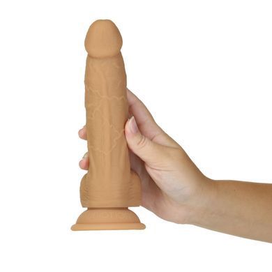 Фалоімітатор ADDICTION Dual Density Silicone Dildo Caramel 8&Prime;, присоска, діаметр 4,3 см, віброкуля в SO8243 фото